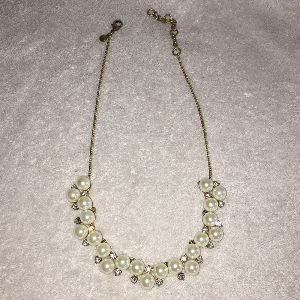 J. Crew Faux Pearl & Rhinestone Gold Necklace
